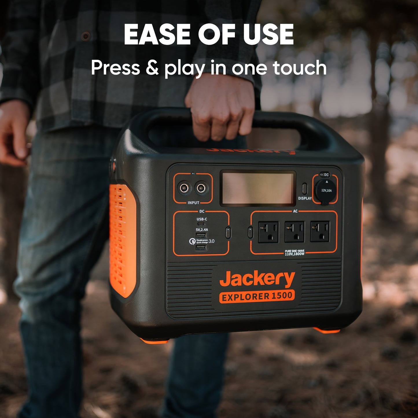 Jackery 1800W 1500Wh Explorer 1500 Power Generator, 1800W Output, Fast Charge, Lightweight Charger, Compact Design, Power Station Portable,Power Bank For Outdoor Camping Hiking Road Trip Cycling CPAP Hurricane Emergency Christmas