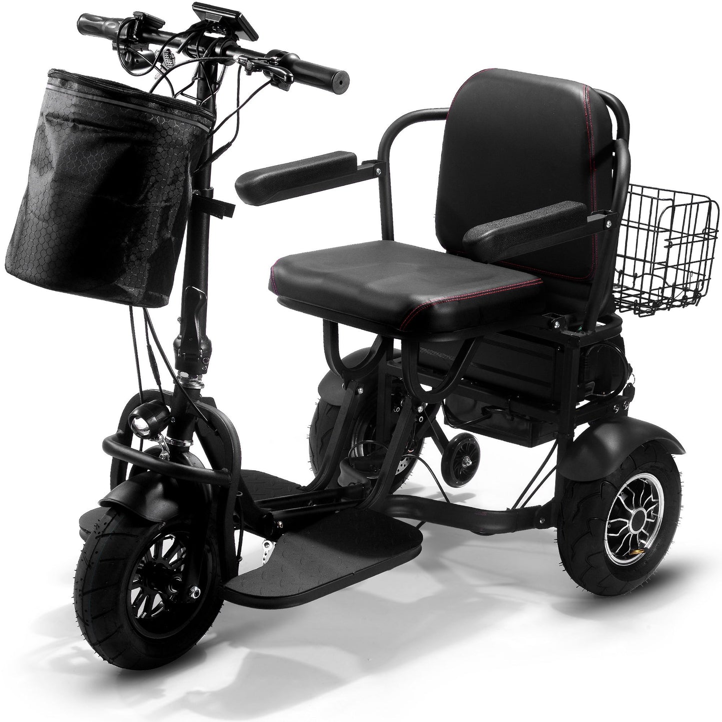 MotoTec Folding Mobility Electric Trike 48v Dual Motor Lithium Black- Speed may vary based on rider weight and riding conditions
