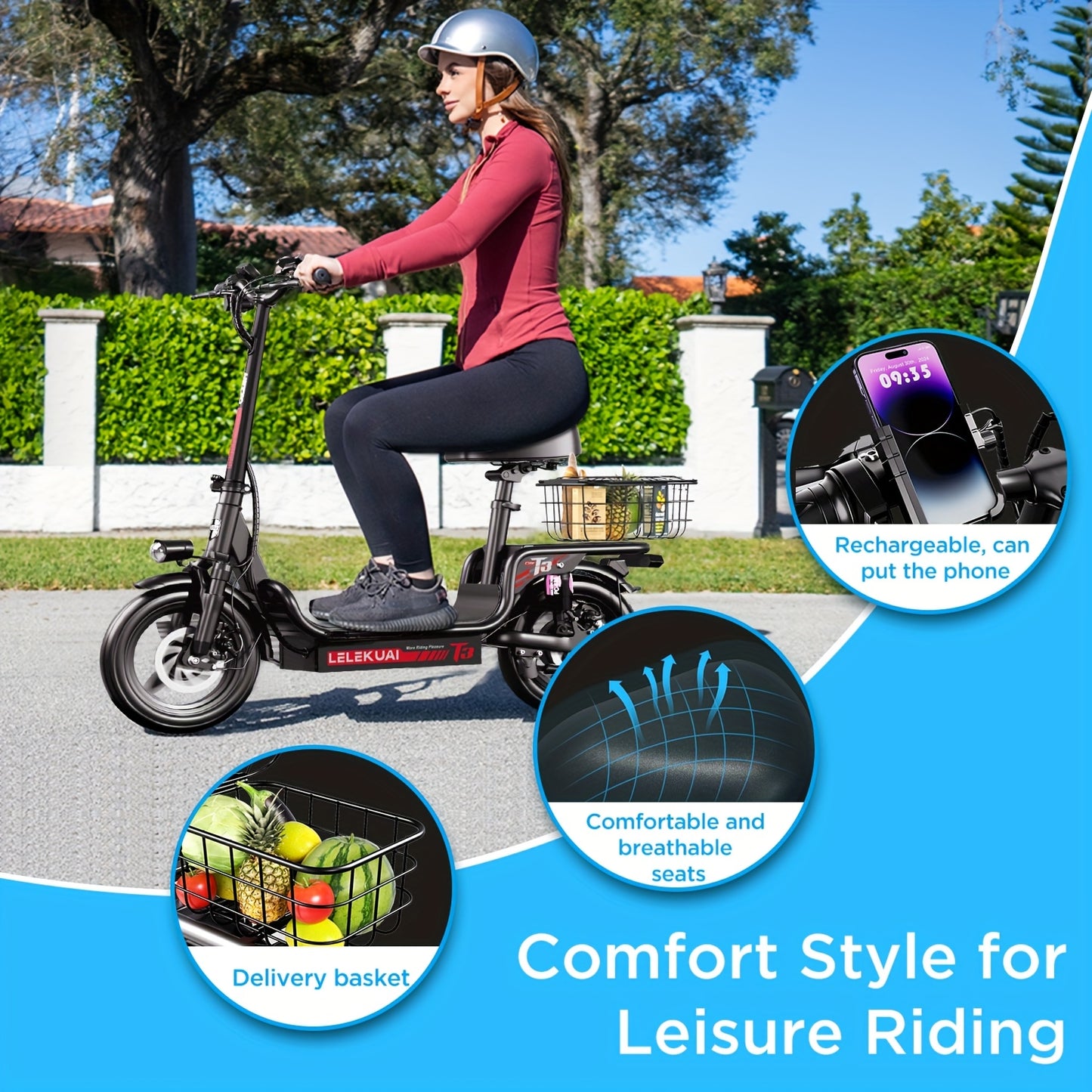 or s & 14+ 749W Peak Cargo Electric Scooter with 25-Mile Range, 330 Load, 19.9 MPH Speed, Dual Suspension & Brakes, LCD Display, Design, /Charger Power (Compatible with Plug) - Youth/ Rider