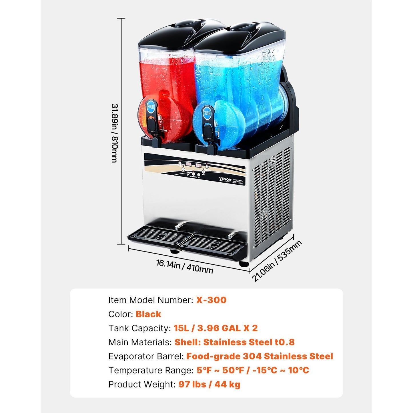 Commercial Slushy Machine 15Lx2 Tank Margarita Smoothie Frozen Drink Maker