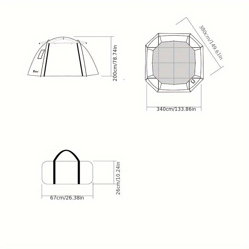 Outdoor Camping Spherical Tent Dome Black Glue Thickened Sunshade Large Space with Chimney