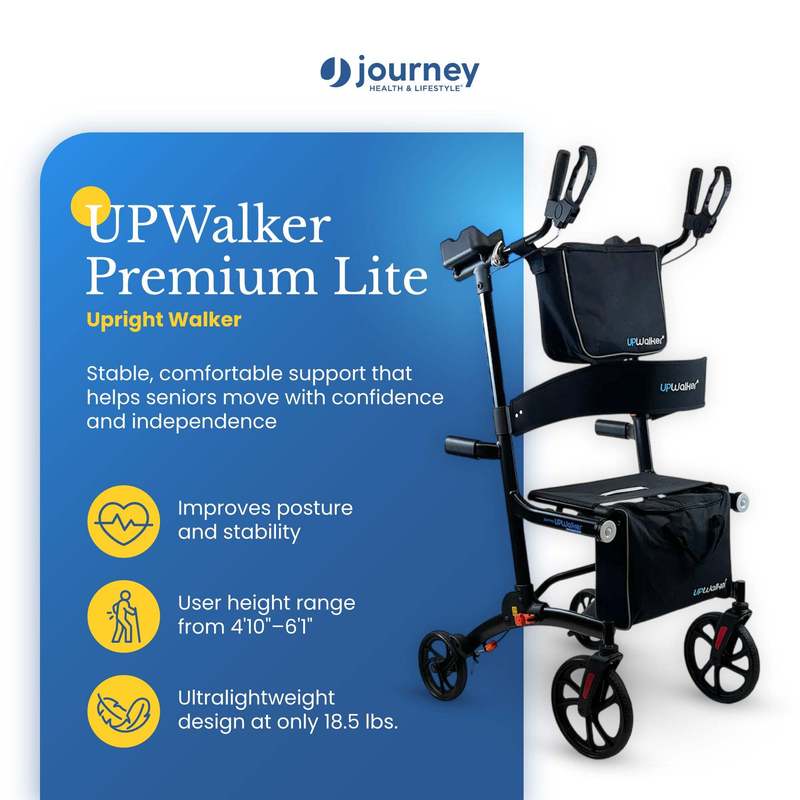 Journey Upright Foldable Walker for Seniors with 10" Front Wheels, and Lights