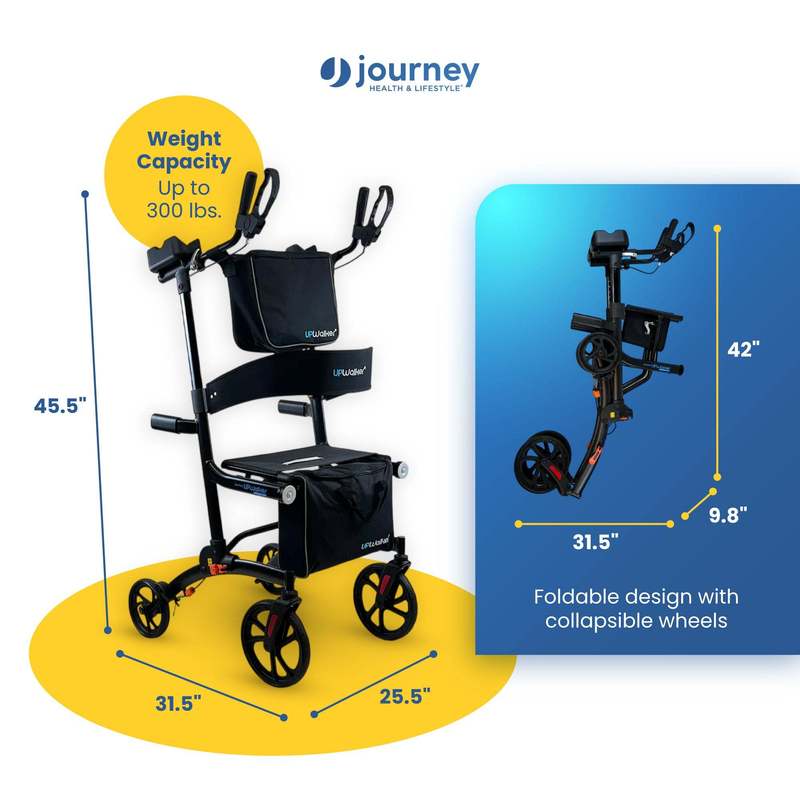 Journey Upright Foldable Walker for Seniors with 10" Front Wheels, and Lights