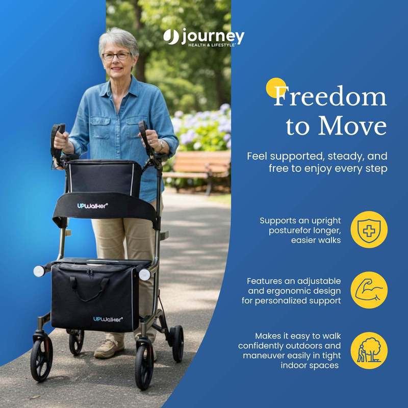 Journey Upright Foldable Walker for Seniors with 10" Front Wheels, and Lights