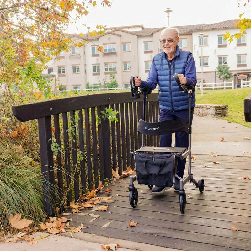 Journey Upright Foldable Walker for Seniors with 10" Front Wheels, and Lights
