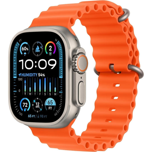 Apple Watch Ultra 2 With AppleCare+ (1 Years) [GPS + Cellular, 49mm] - Titanium Case with Orange Ocean Band, One Size CPO Condition