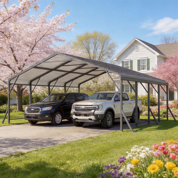 Royalcraft 20x20 FT Metal Carport - Car Port Garage, Storage Shed Outdoor, Storage and Organization | Carport Heavy Duty Clearance & Outdoor Storage Clearance Sale