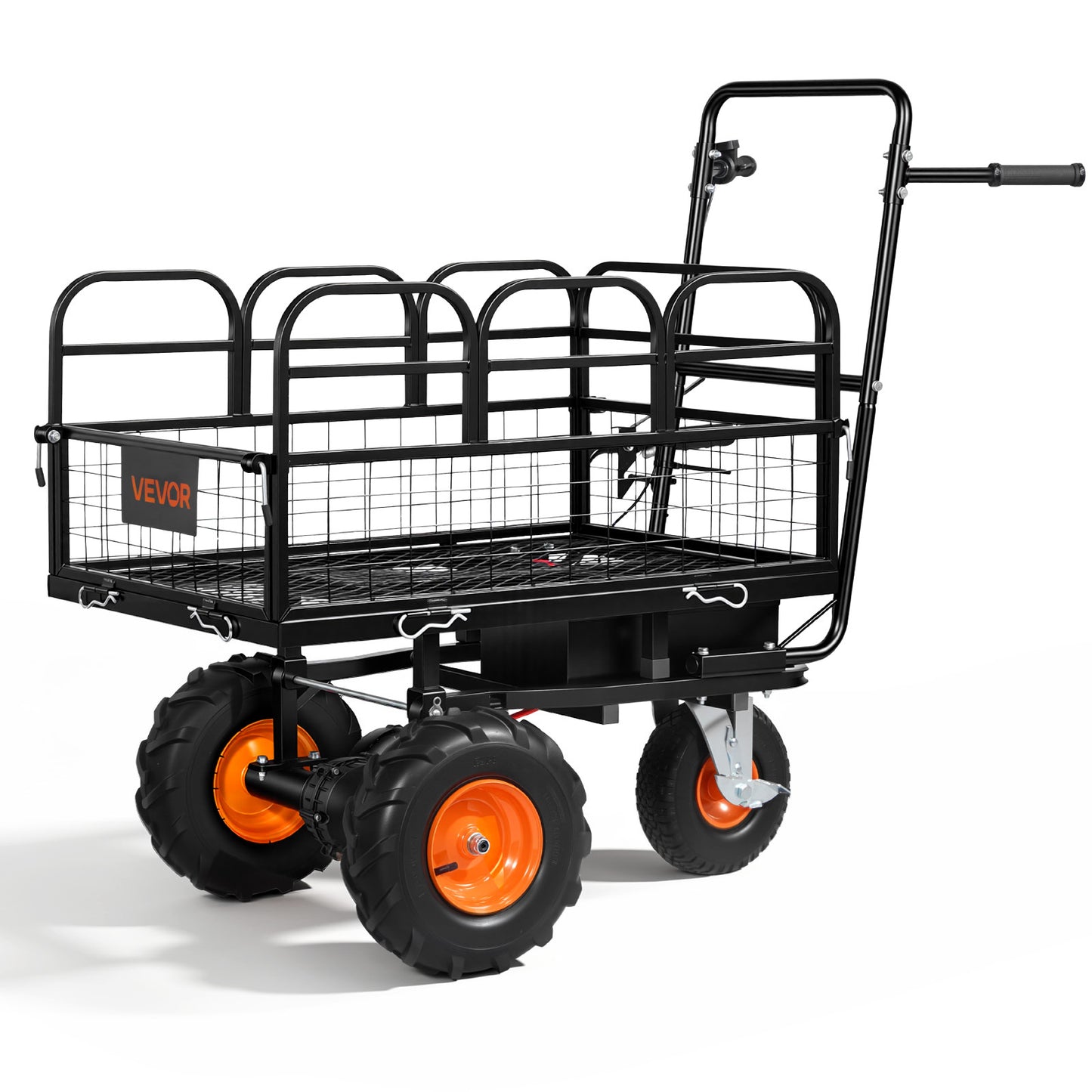 Electric Utility Cart, 36V 432Wh Battery Powered Electric Wagon, 500W Power Wheelbarrow with Brake, 500 lbs Load Heavy Duty Steel Garden Cart for Farm and Yard All Purpose Modular Cargo Bed
