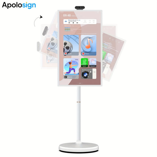 Apolosign 24/32" FHD 2nd Gen Mobile TV - Wheel Portable, Rotatable Touchscreen, (8+8)GB RAM+128GB ROM, Android 14, 9300mAh, Voice Remote