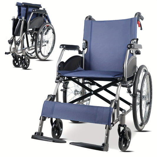 [only 23lbs] Multi-function Manual Wheelchair with Handbrake, Adult Wheelchair, Light Foldable Wheelchair, 20-inch Rear Wheel, Foldale Pedal, for Seniors