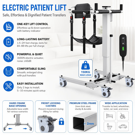 Foldable Electric Transfer Lift, MAIDeSITe Q6 Patient Lift Assist Chair, Seniors Mobility Aid For Home Nursing Car
