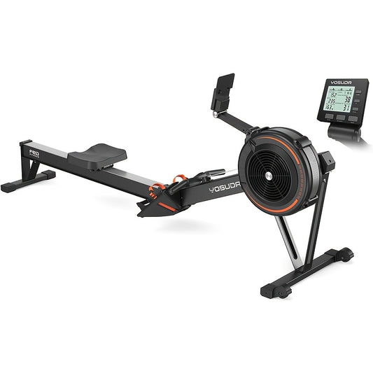 Rowing Machine for Home, Professional Adjustable Air Resistance Rower Machines with Self-Powered Monitor, 53.7'' Row Rail, Ergonomic Comfort Seat, Easy Storage.Suitable for Men/Women.