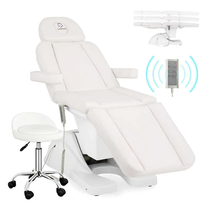 Electric Facial Chair Height Adjustable Tattoo Chair Electric Adjustable Angle Lash Bed with Hydraulic Stool Equipment Massage Chair with 3 Adjustable Electrical Motors