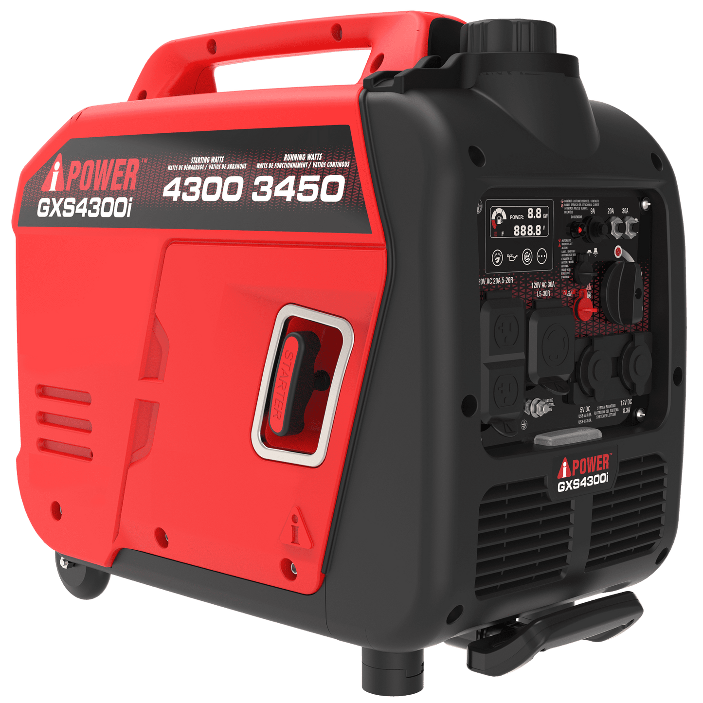 A-iPower 4300W Dual Fuel Portable Inverter Generator Gas & Propane, Quiet Ultra Lightweight Generator with CO Sensor Auto Shutdown, Parallel Ready for Camping, RV Travel & Emergency Home Backup