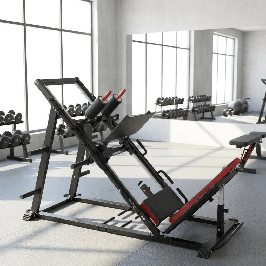 Leg Press Hack Squat Machine, Adjustable Leg Machine, Lower Body Special Leg Machine Hack Squat + Leg Press Combo with 11-13" Shoulder Width, 3-Level Safety Stops & Calf Raise Block for Home Gyms