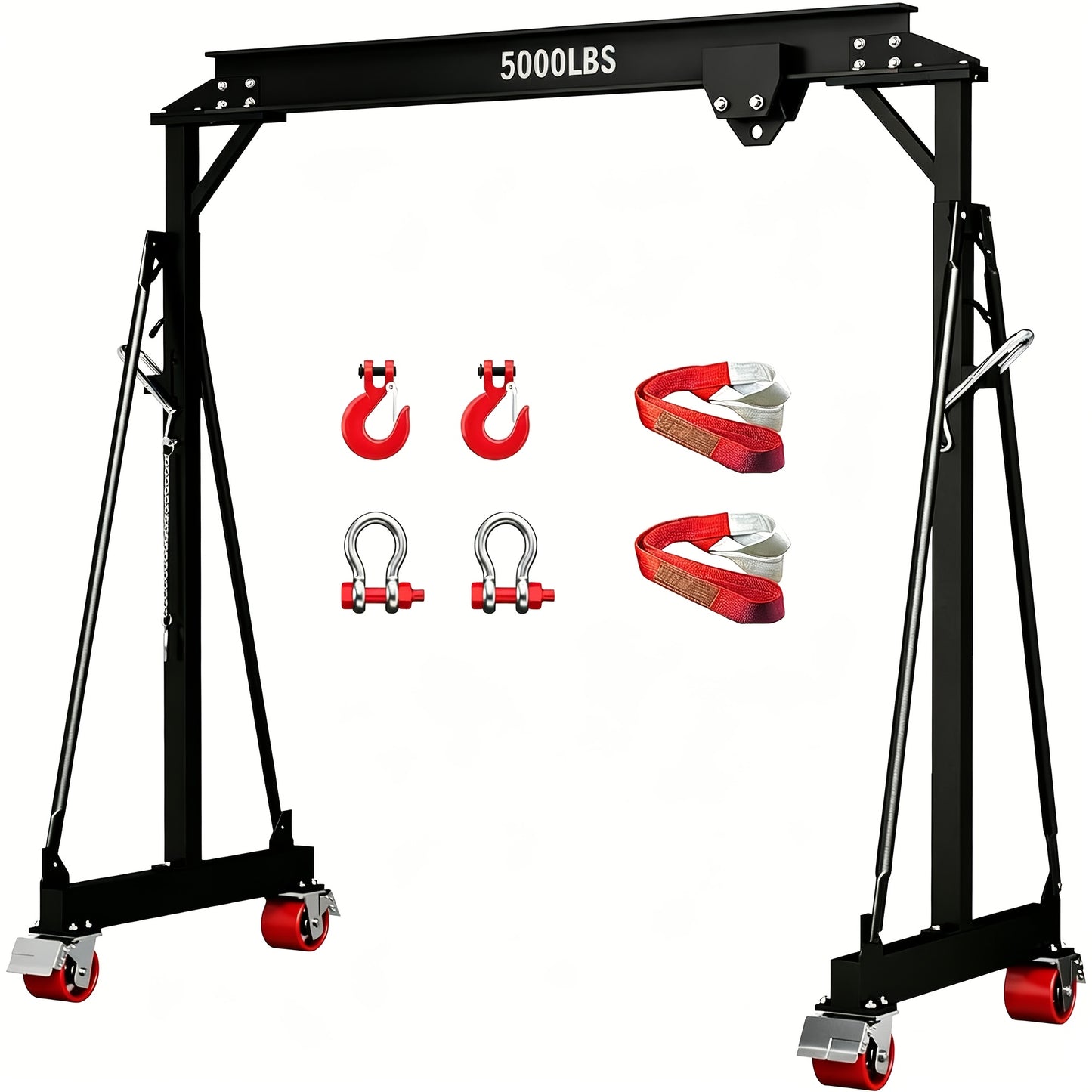 2 Ton 5000Lb Gantry Crane, Adjustable Height (8.2-12.57 FT), Maximum Width 9.06FT, Portable Shop Lift Hoist, Steel I-Beam Construction For Factories, Warehouses, Auto Repair, Construction Site