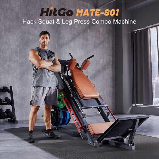 1 Hack Squat & Leg Press Combo Machine | Convertible Lower Body Trainer with Heavy-Duty Steel Frame, Adjustable Footplate & Padded Seat, Available in and Grey