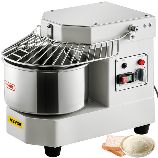 Happybuy 8.5Qt Commercial Food Mixer, 450W Dual Rotating Dough Kneader, Stainless Steel Bowl, Security Shield, Timer, Baking Equipment for Restaurant Pizzeria