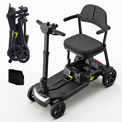 A Lightweight, Foldable Four-wheeled Electric Mobility Scooter Suitable For Seniors And Adults, Equipped With Dual Removable Batteries, Meeting Air Travel Standards, Offering A Long Range, And A Top Speed Of 5 Mph
