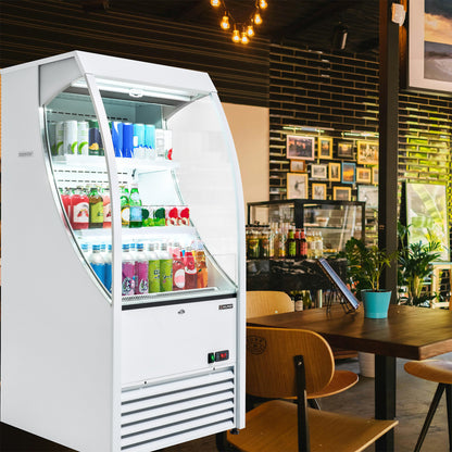 Refrigerator for Commercial Displays in Restaurants, a Grab-And-Go Showcase for Cafes And Shops, Featuring a 6.7 Cu. Ft. Capacity And a Vertical Air Curtain Design Measuring 27.6 Inches