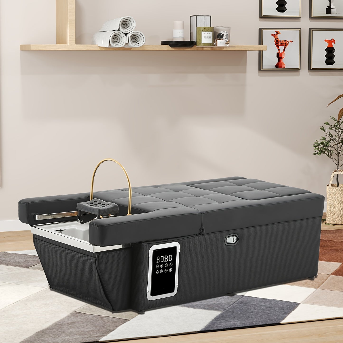 rofessional Spa Massage Bed with Backwash Unit - Heavy-Duty Metal Frame, No Electricity Needed, Portable Salon & Home Spa Equipment for Salon, Spa, Bathroom - Easy-Clean Design for Head, Foot, Back, Leg Massage - Ideal for Salon & Personal Use