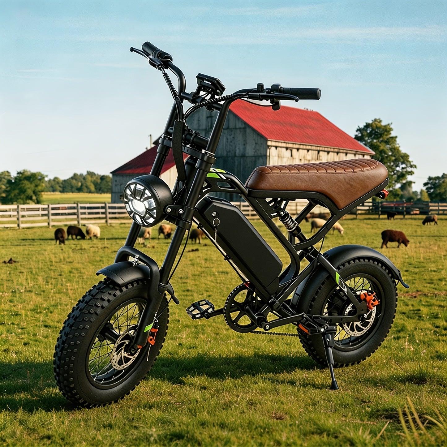 Electric Bike for Adults, 48V 15.6Ah Removable Battery, 19.8MPH Top Speed, 35-45 Mile Range, 16"x4" Tire, Double Shock Absorber, Dual Disc Brakes, High Carbon Steel Frame