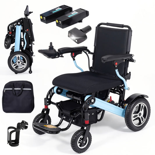 Adult Electric Wheelchair 400 Lbs Weight Capacity, 30 Miles Driving Range, All-Terrain 700W Dual Motors, 20-Inch Wide Seat, Foldable Design, Includes Back Bag, Cup Holder, Headlights And USB Charging Port