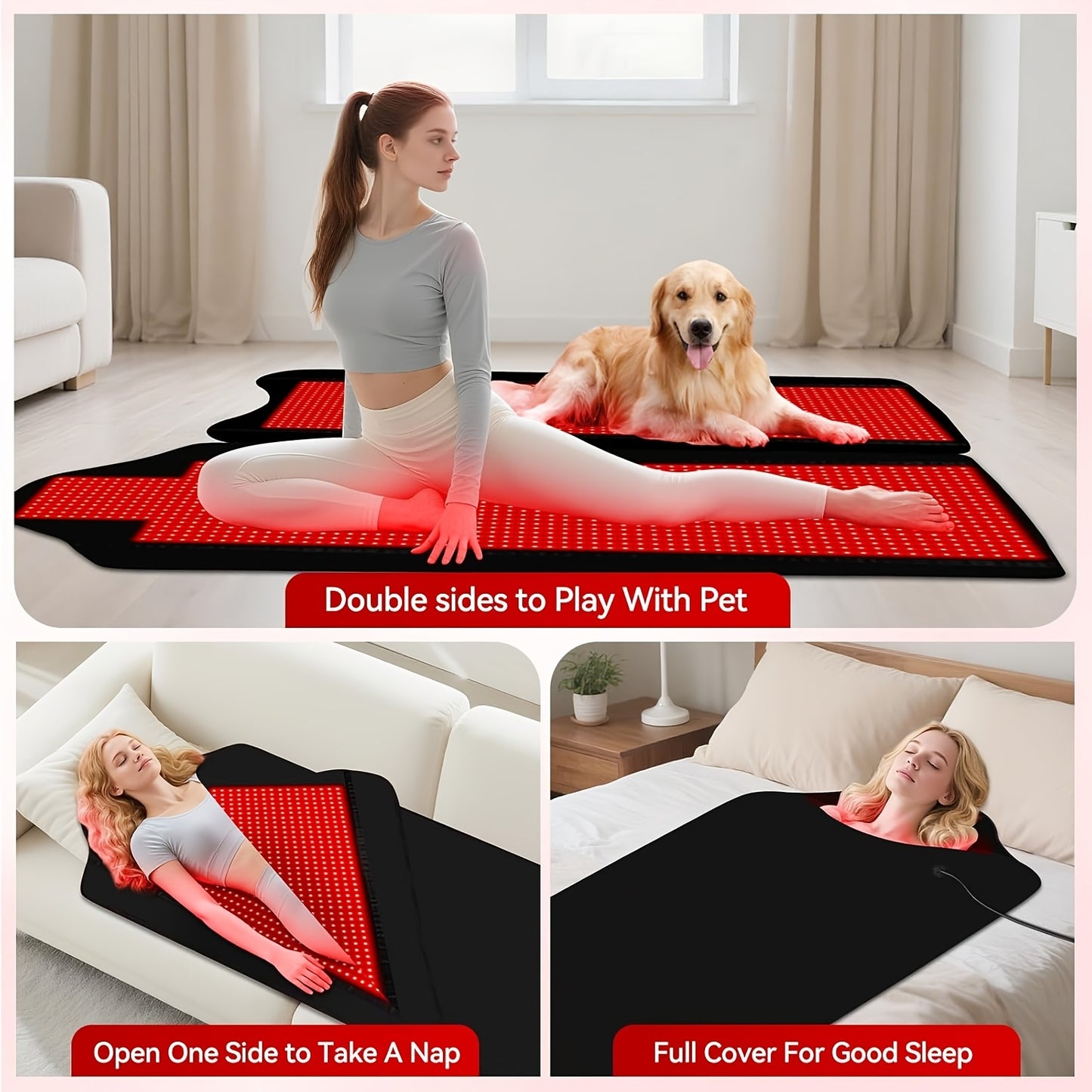 Wellness Gift: Red Light Therapy Wrap For Neck, Shoulders & Back-FDA Cleared Pain Relief With 660nm & 850nm Medical LEDs, Portable & Foldable With Zipper Design, Boost Circulation & Collagen For Relaxation, For Women/Men On Mother's/Father'S Day