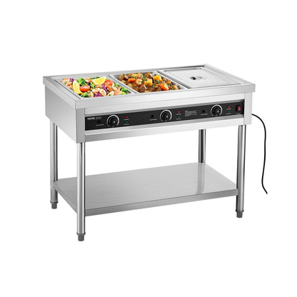 3-Pan/4-Pan/5-Pan Commercial Food Warmer Steam Table with Independent Temperature Control, 110V/220V