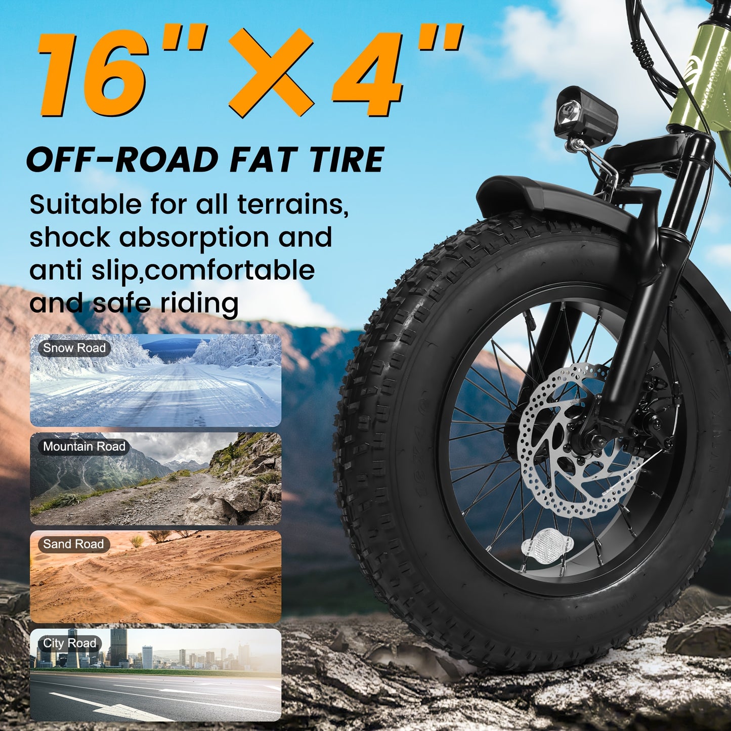 2 Pack ESKUTE's Latest 2026 Electric Bicycle Model for Adults/Teens - Removable Battery Electric Bike, 16" ×4" Tire, 749W Peak Motor, 48V 13Ah Removable Battery, 7-Speed, The Best Choice for Gifts, Includes Free Phone Bag and Combination Lock
