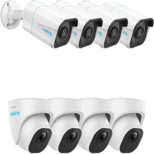 REOLINK 8 pcs PoE Outdoor Home Security Cameras Bundle, 8MP Surveillance, Smart Person Vehicle Pet Detection, Timelapse, 100ft Night Vision, Up to 256GB SD Card, 4X RLC - 810A 4X RLC - 820A