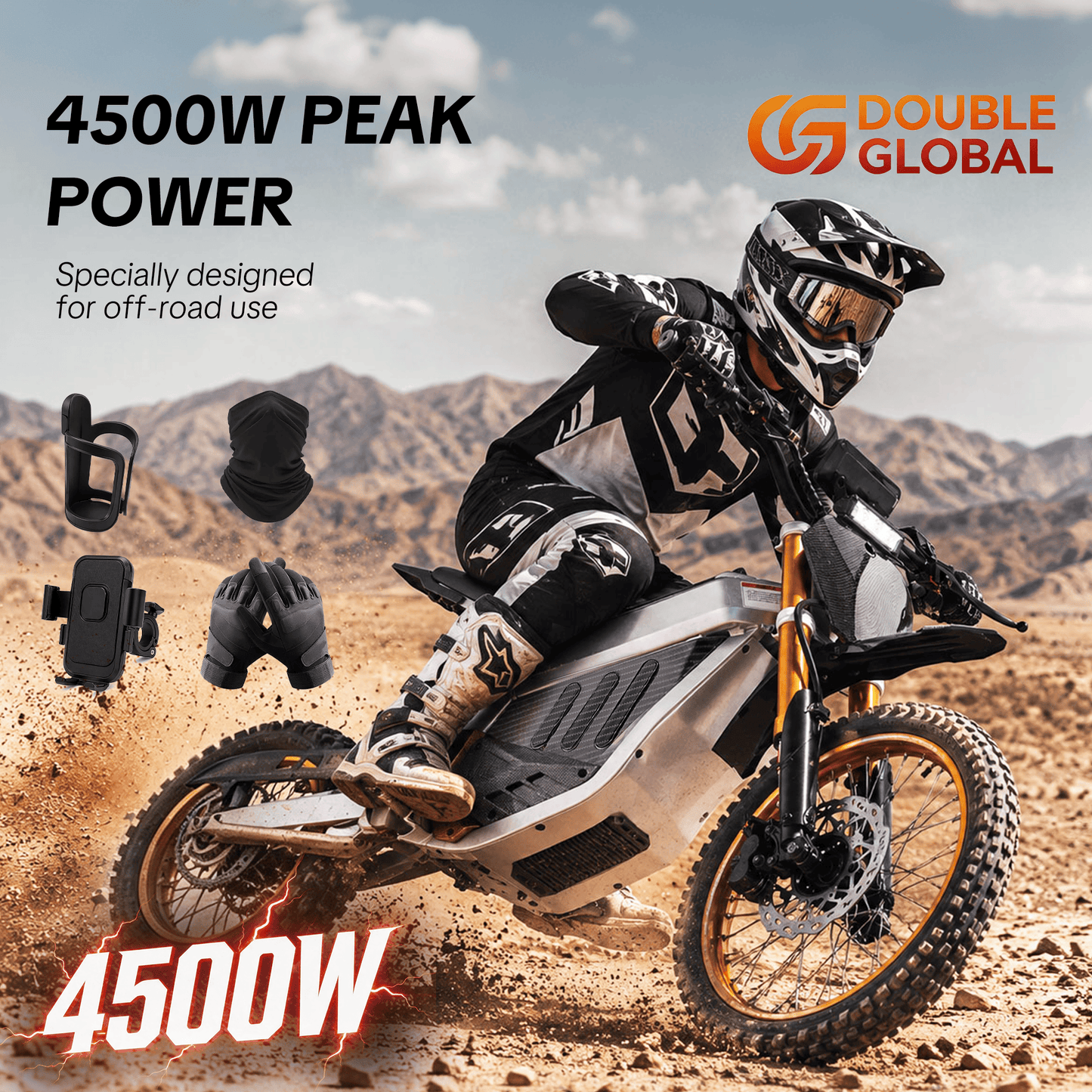 Electric Motorcycle 4500W High Power Motor, 48V 30Ah Long Range Battery, Up to 50 Miles Range, Aluminum Alloy Frame, Fast Electric Scooter for Adults, Durable Off-Road Commuter E-Bike, High Speed Performance, LED Display,