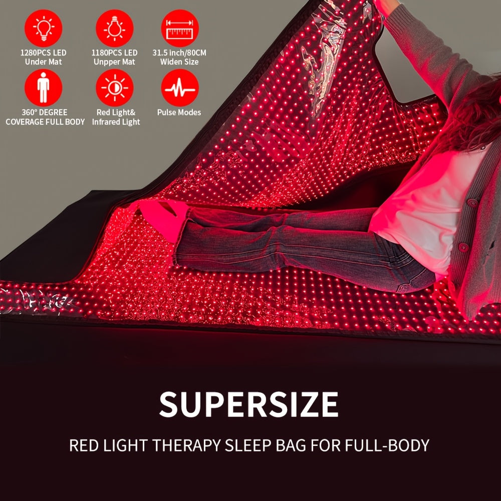 FDA cleared Large Red Light Blanket 2520 LEDs Infrared Red Light Sleep Bag for Full Body, Resolve, Relieve Joint or Back, Red Light mat 660 & 850nm Wavelengths, 71in X 32in local warehouse
