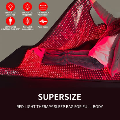 FDA cleared Large Red Light Blanket 2520 LEDs Infrared Red Light Sleep Bag for Full Body, Resolve, Relieve Joint or Back, Red Light mat 660 & 850nm Wavelengths, 71in X 32in local warehouse