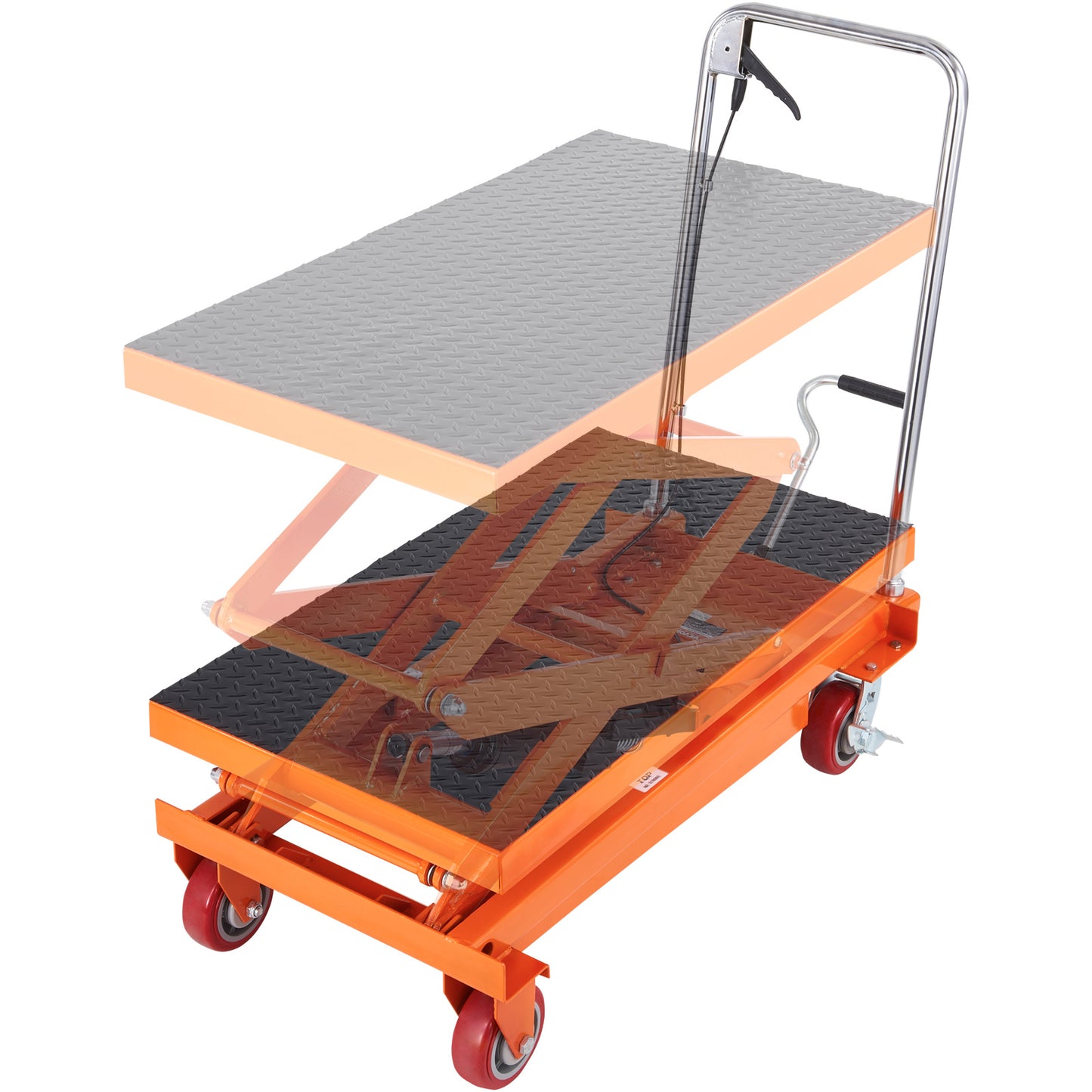 Hydraulic Lift Table Cart, 770/1760lbs Capacity 59" Lifting Height, Manual Double Scissor Lift Table with 4 Wheels and Non-slip Pad, Hydraulic Scissor Cart for Material Handling and Transportation