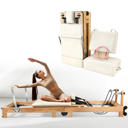 Pilates Reformer, Reformer Cadillac, Wall-Mounted Pilates with Multiple Springs, Quick-Assembly Grade Pilates Reformer Machine, Pilates Equipment with Sitting Box, Jump Board for Home Use And Studio Gym
