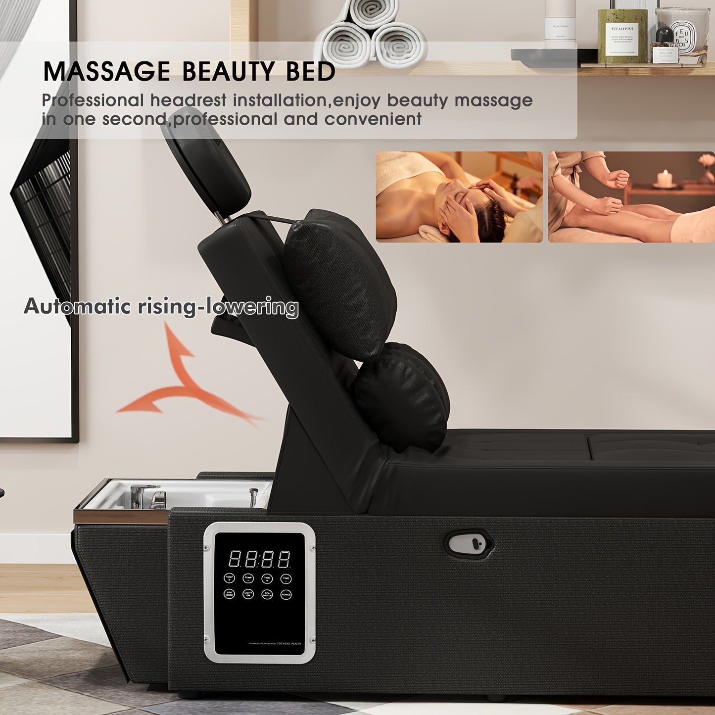 Professional Spa Massage Bed with Backwash Unit - Heavy-Duty Metal Frame, No Electricity Needed, Portable Salon & Home Spa Equipment for Salon, Spa, Bathroom