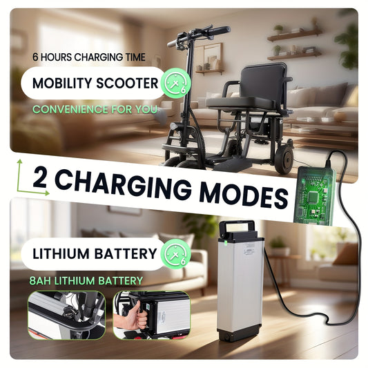 Mobility Scooters for Seniors, Dual Front Wheels, Autopilot Cruise Control, Airline Approved, 20 Miles Electric Scooter, 3 Gear Speed, Ultra Lightweight Folding Scooter