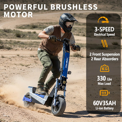 Tomofree Adult Electric Scooter, 60V35Ah 3-speed Range Of Approximately 75 Miles, 11 Inch Tires with Seats, Multiple Hydraulic Shock Absorbers with A Maximum Load Capacity Of 300 Pounds, Front Headlights, Foldable, LCD Display Screen