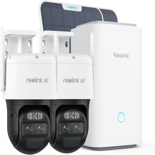 REOLINK Home Hub with 2X TrackMix 6W Solar Panel - 4K Solar Security Cameras Outdoor with Auto Tracking, 360 Pan Tilt, 8X Hybrid Zoom, Color Night Vision, Smart AI Detection, Local Storage