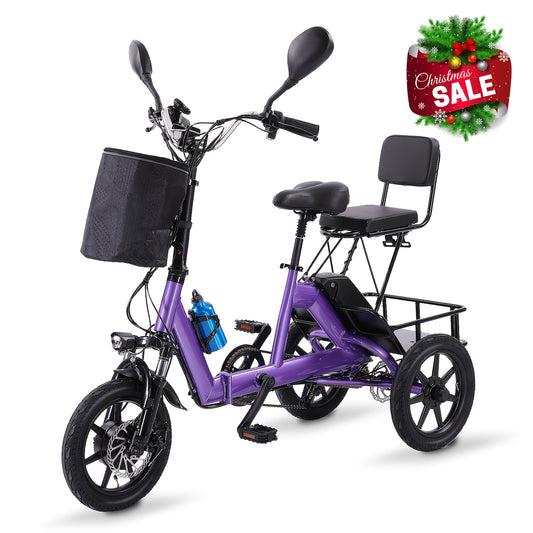 Multiple Colors Electric Tricycle for Adults, 3 Wheel Electric Bicycle for Men Women Senior, 350W 48V 10.4Ah Ebike Trike with Basket