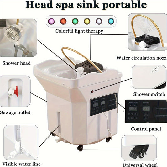 Equipment for Head Spa, Including a Shampoo Basin, a Large 15.85gal Water Tank with Fumigation And Water Circulation, Designed for Japanese Massage And Light Therapy for Head Care, Intended for Use with a Shampoo Bed (Bed Not Included)