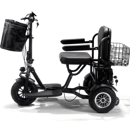 MotoTec Folding Mobility Electric Trike 48v Dual Motor Lithium Black- Speed may vary based on rider weight and riding conditions