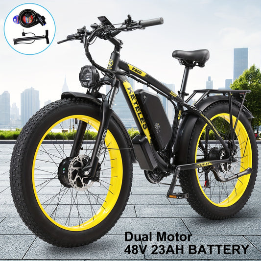 26" Electric Bike For Adults, 7 Speed Electric Scooter With 48V 1104Wh Removable Lithium-Ion Battery, 500W Brushless Motor, 19mph, Up To 50 Miles, Electric Dirt Bike, Dual Motor