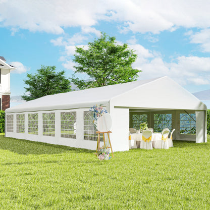 23' X 39' Large Outdoor Carport Canopy Party Tent with Removable Protective Sidewalls& Windows, White