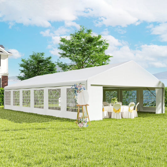 23' X 39' Large Outdoor Carport Canopy Party Tent with Removable Protective Sidewalls& Windows, White