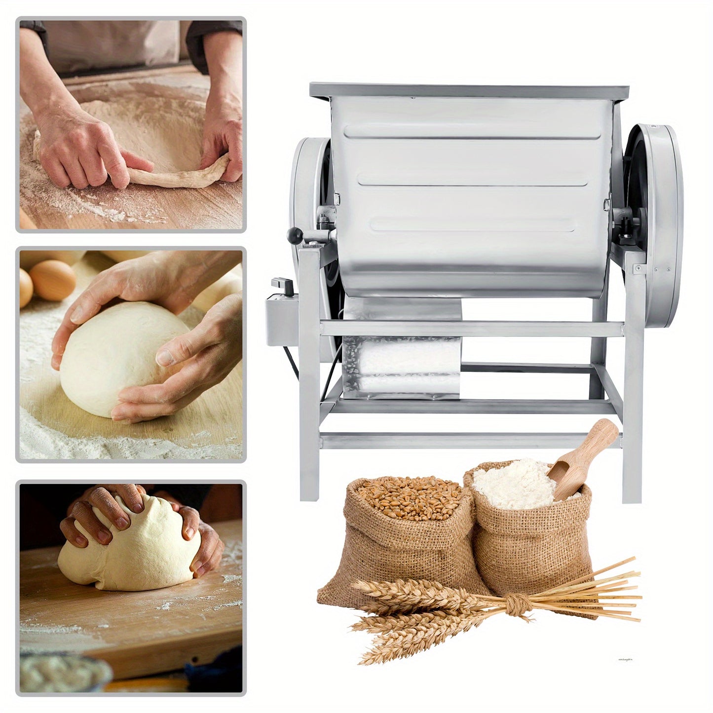 110V Commercial Dough Mixer, Electric Stand Heavy Duty Pizza Dough Mixer Flour Mixer, Max Mixed Dough 33.07LB/ 30QT, for Homes, Restaurants and Other Places