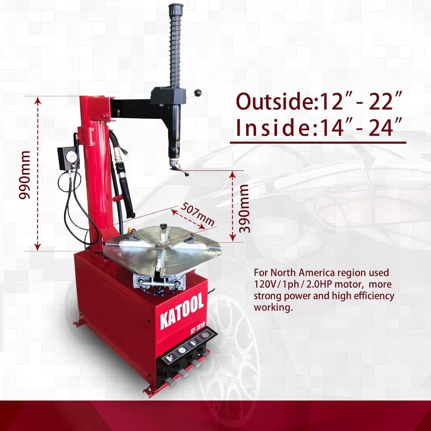 2.0HP Swing Arm Tire Changer Machine Wheel Changer Tire Tools Wheel Changers