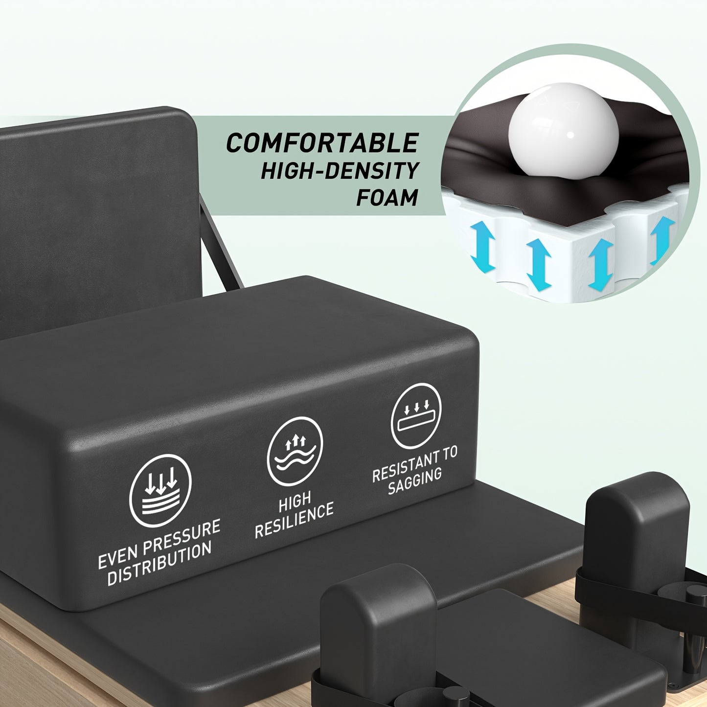 Pilates Reformer Machine, Wood Pilates Machine Bed Yoga Exercise Strength Training Equipment For Home Workout