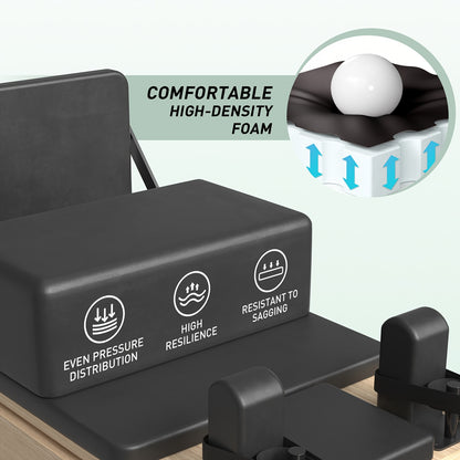 Pilates Reformer Machine, Wood Pilates Machine Bed Yoga Exercise Strength Training Equipment For Home Workout